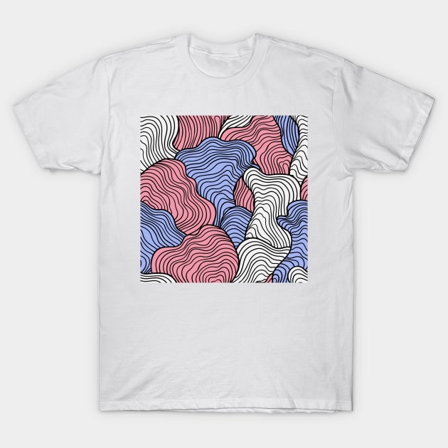 Pastel Abstract Swirl Retro Pattern T-Shirt by groovyfolk